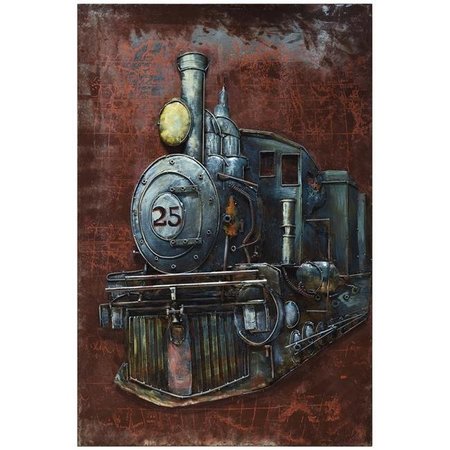 EMPIRE ART DIRECT Empire Art Direct PMO-F0861-4832 48 x 32 in. Train Hand Painted Primo Mixed Media Iron Wall Sculpture 3D Metal Wall Art PMO-F0861-4832